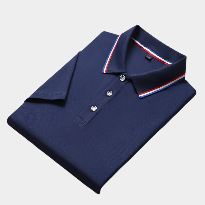 Polo uni à rayures sur le col – Haut décontracté pour homme