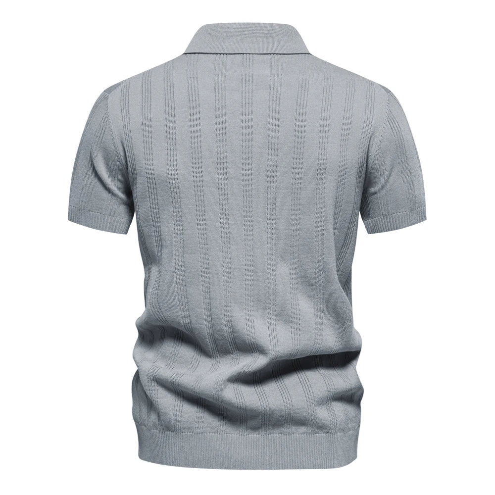 Polo vintage en maille côtelée – Coupe slim texturée pour homme