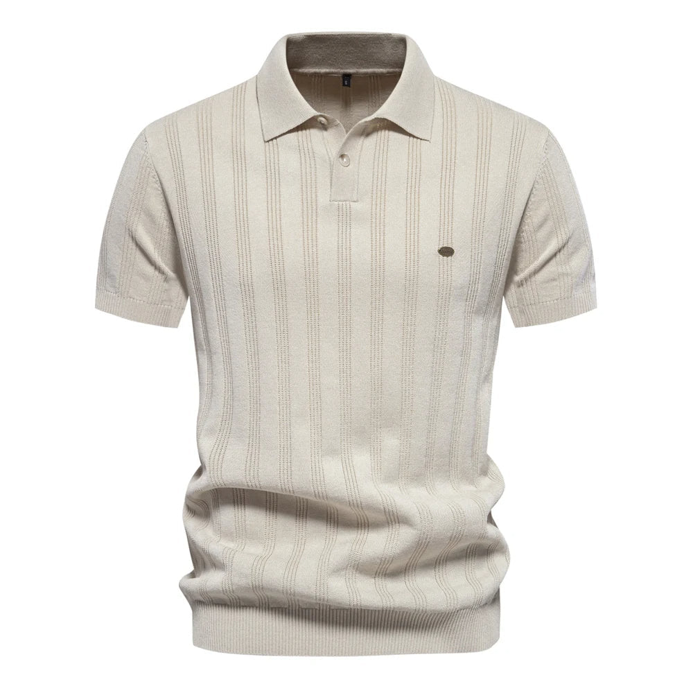 Polo vintage en maille côtelée – Coupe slim texturée pour homme