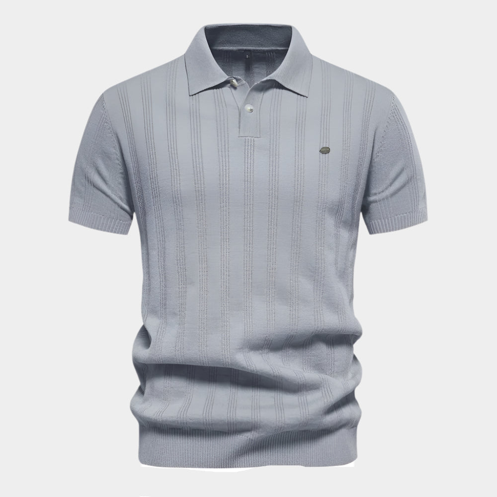 Polo vintage en maille côtelée – Coupe slim texturée pour homme