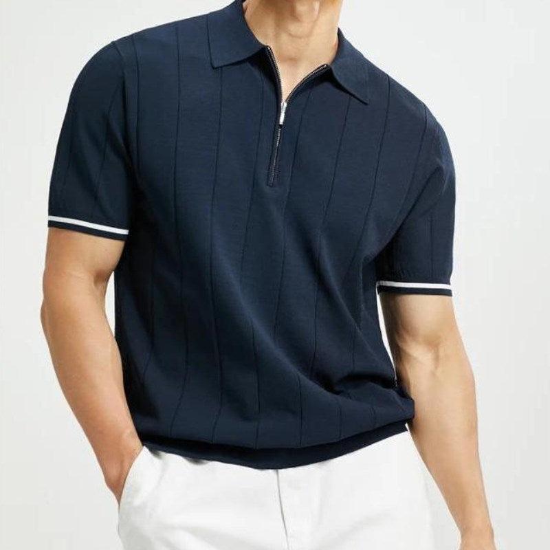 Polo zippé quart de tour – Vêtements décontractés en coton doux pour homme