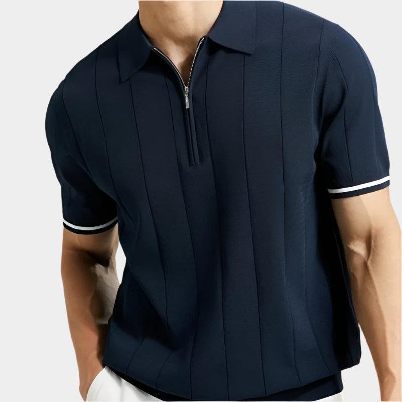 Polo zippé quart de tour – Vêtements décontractés en coton doux pour homme