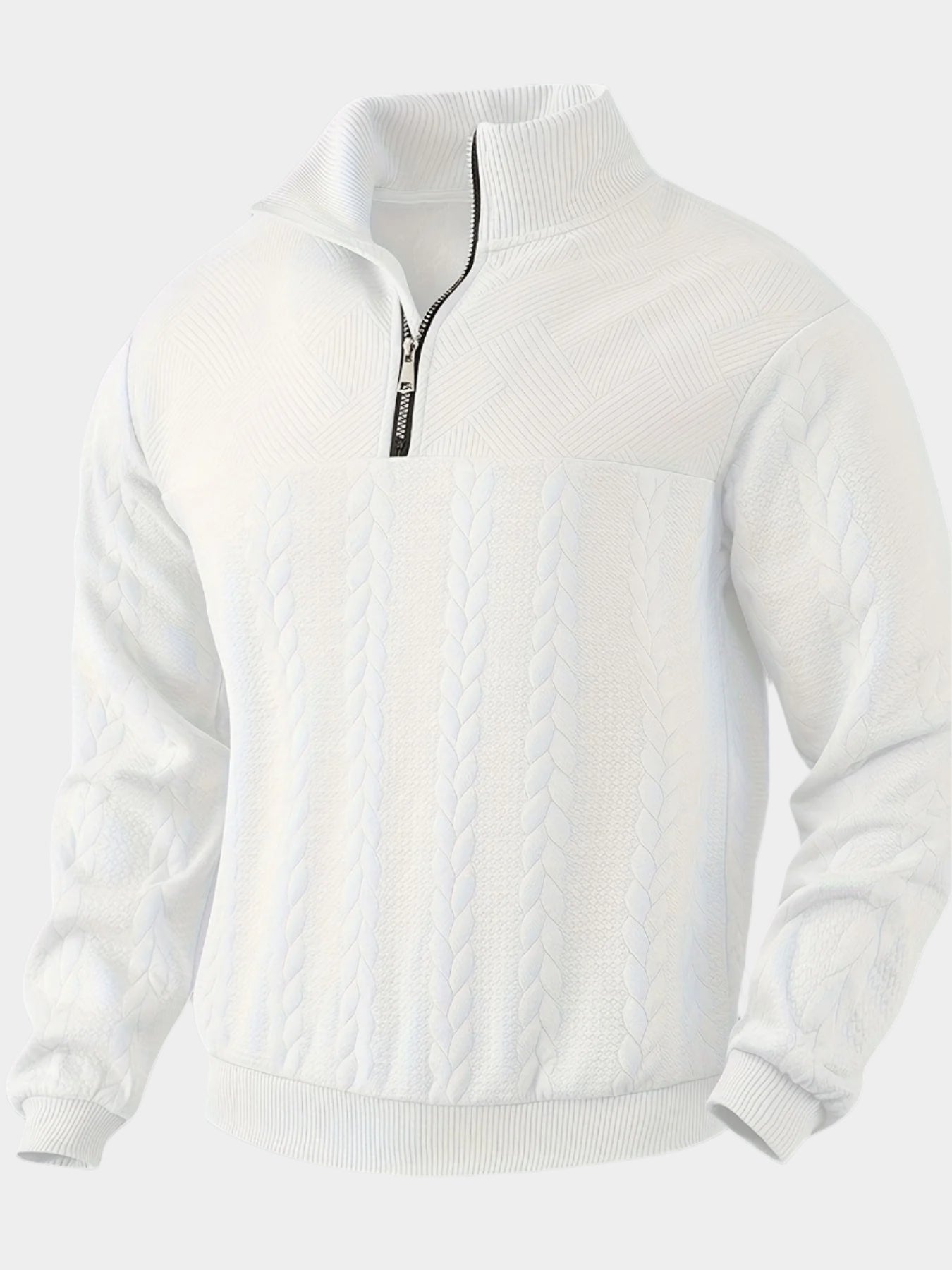 Pull Zippé Vintage à Col Montant – Tricot Classique pour Homme