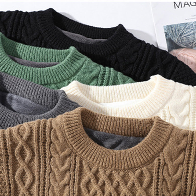 Pull torsadé | Manches longues, col rond, mélange polyester-coton 6