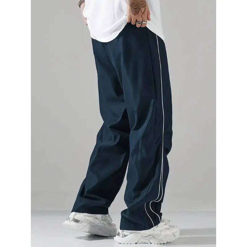 Pantalon droit décontracté de couleur unie avec cordon de serrage respirant