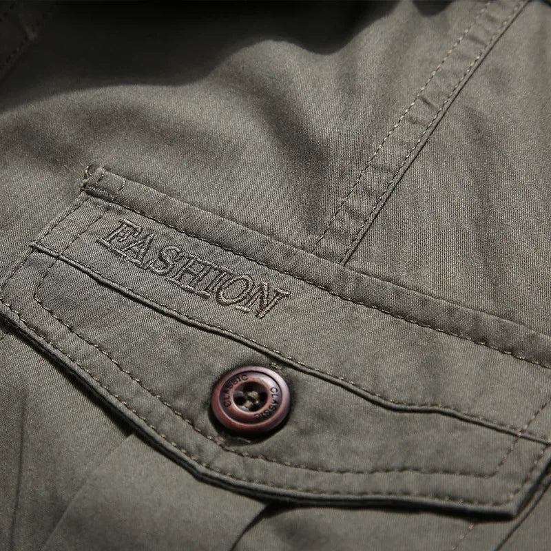 Chemise d'été légère en jean décontractée - Style militaire à col carré