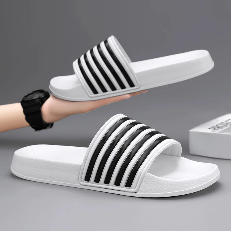 Claquettes de piscine antidérapantes à rayures, idéales pour l'été et la plage