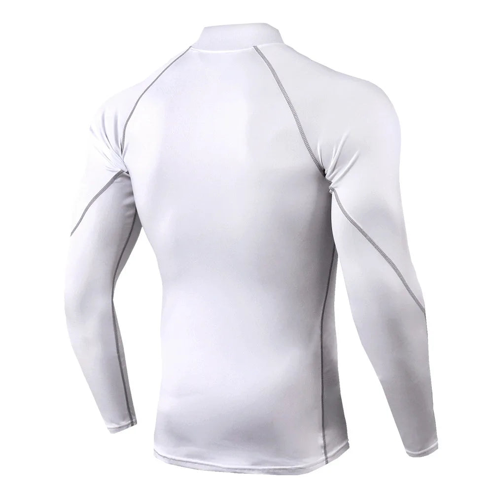 T-shirt de sport compression à manches longues et séchage rapide pour hommes