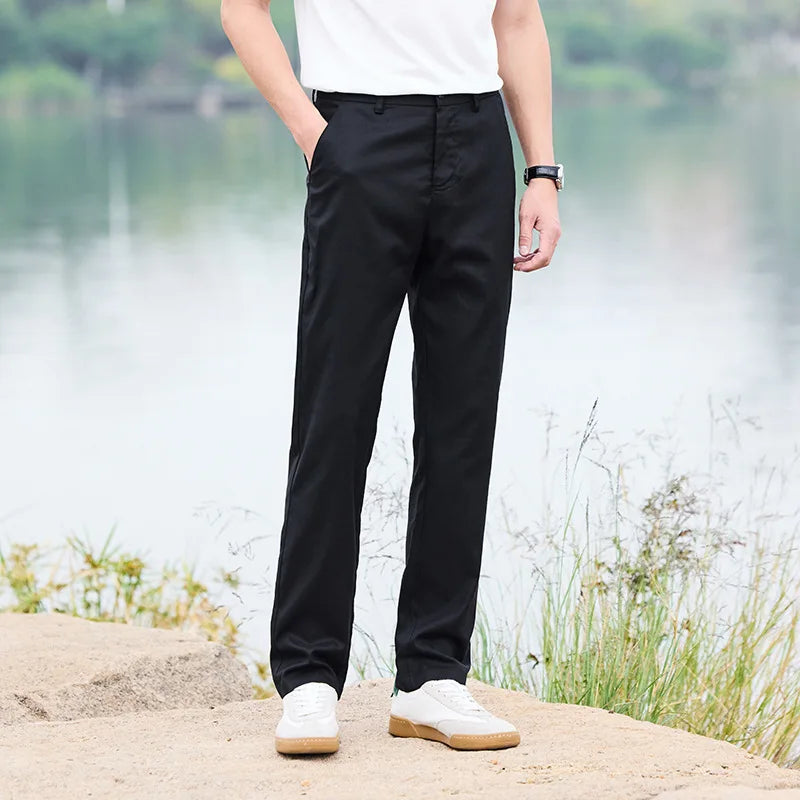 Pantalon de lin respirant coupe droite - Vêtements d'extérieur légers pour hommes