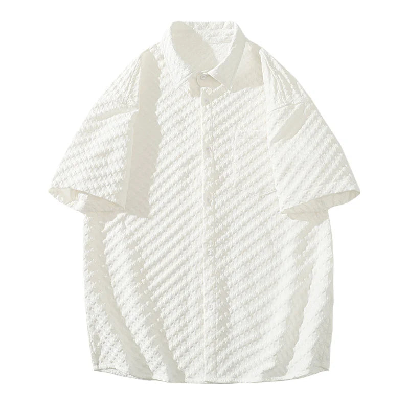 Chemise jacquard à carreaux surdimensionnée à manches courtes pour homme
