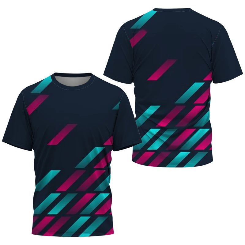 T-shirt de sport à séchage rapide avec motifs dégradés 3D pour homme