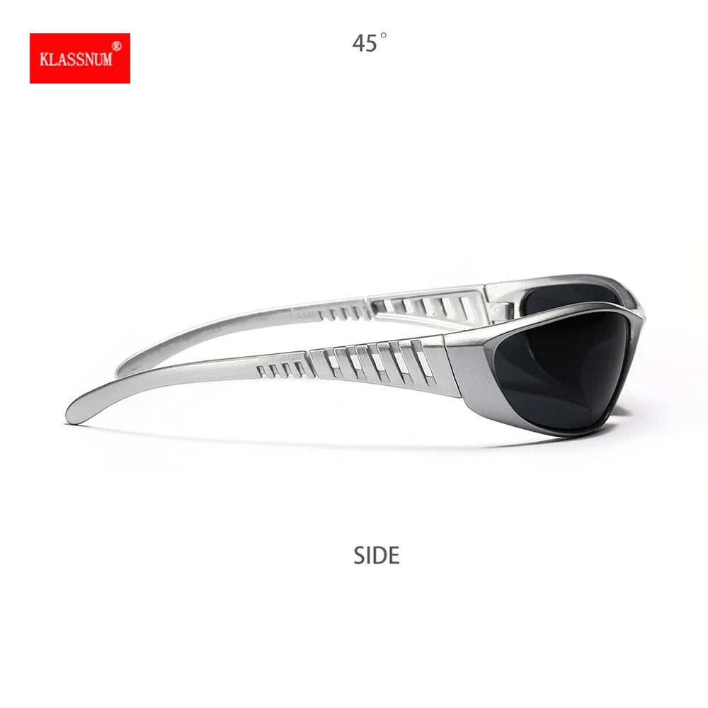 Lunettes de soleil futuristes enveloppantes et techniques avec design creux