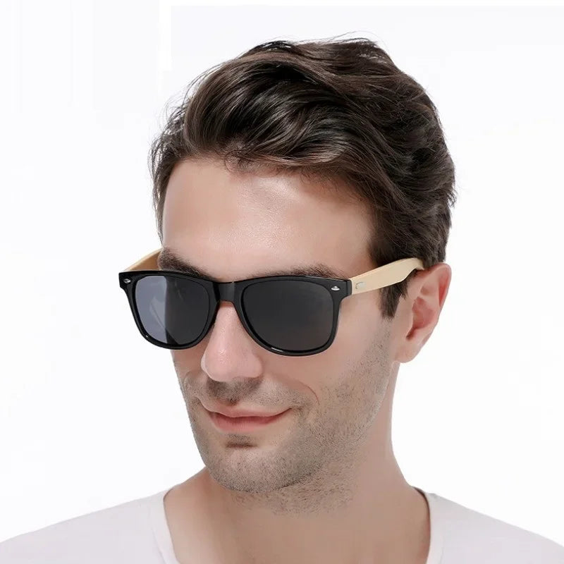 Lunettes de soleil ultraviolettes classiques en bois pour hommes
