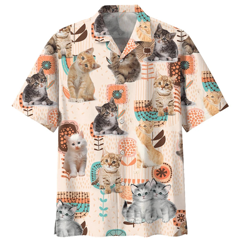 Chemise hawaïenne décontractée boutonnée pour homme avec imprimés 3D