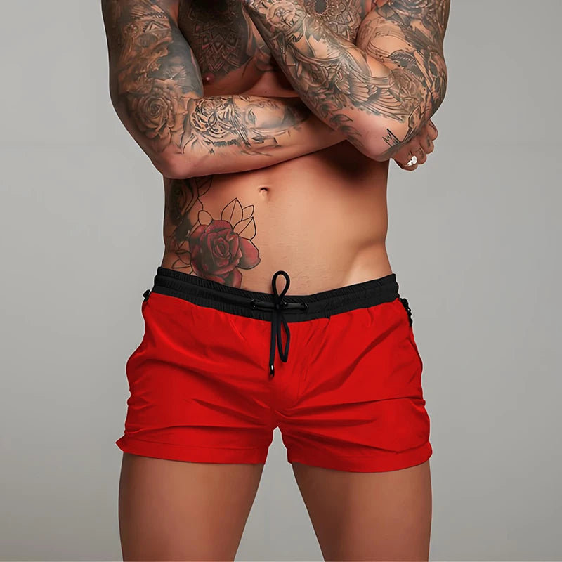 Short courts avec poches zippées pour hommes, sport de plage