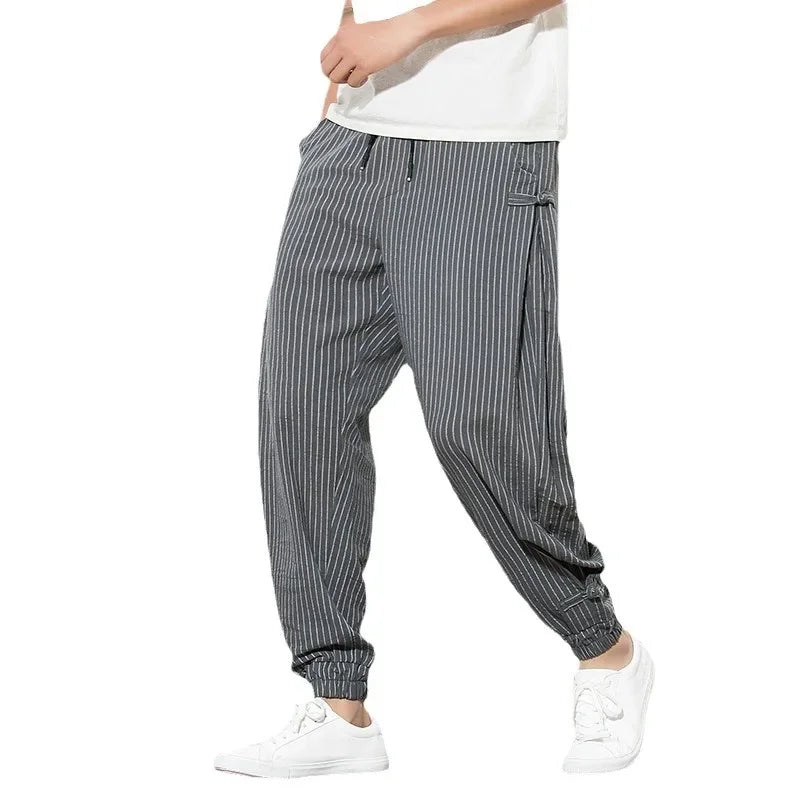 Pantalon de lin ample et décontracté pour homme, léger et d'été