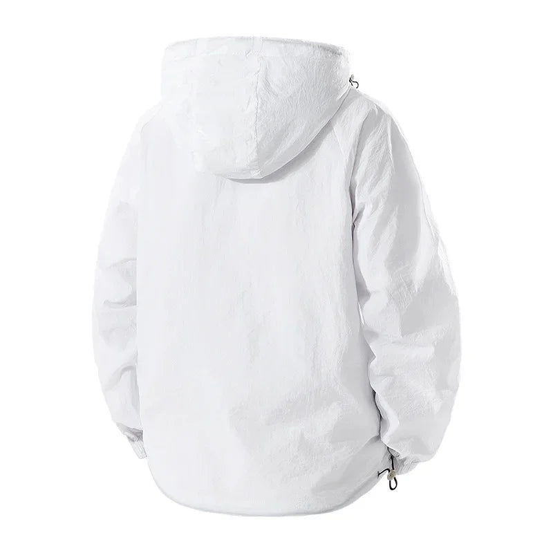 Veste coupe-vent légère à capuche en soie glacée avec protection solaire