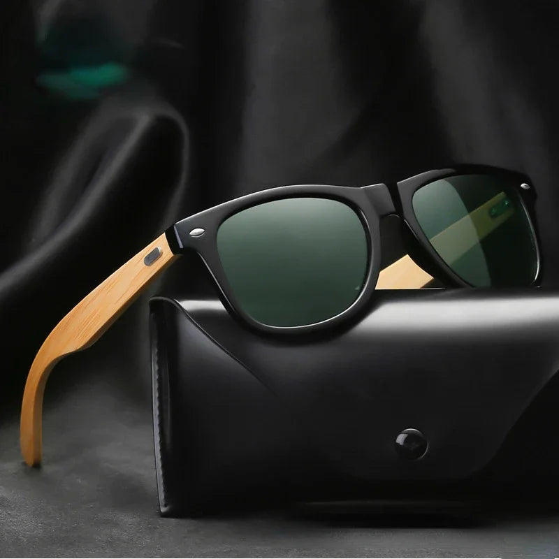 Lunettes de soleil ultraviolettes classiques en bois pour hommes