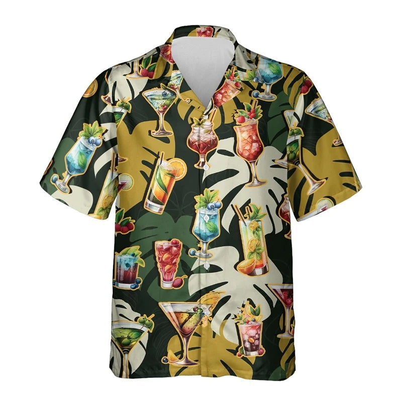 Chemise hawaïenne à manches courtes et boutons pour homme - Tenue d'été