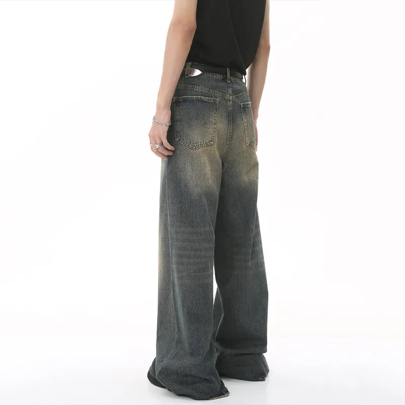 Pantalon ample vintage à jambes larges pour homme, style streetwear