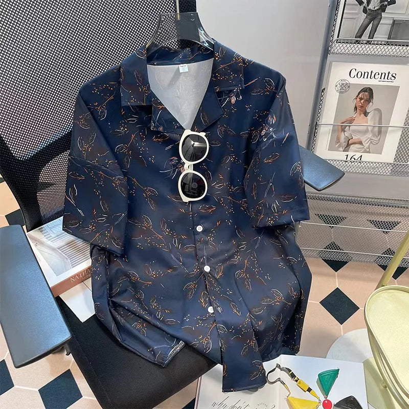 Chemise boutonnée d'été à imprimé dessin animé hawaïen - Décontractée et ample