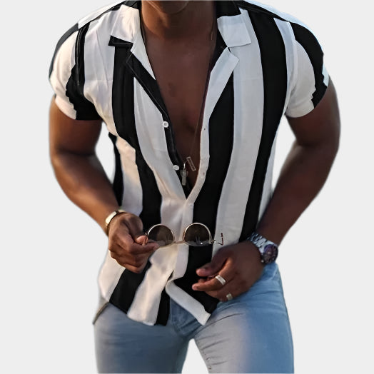 Chemise d'été décontractée à rayures pour homme - Coupe confortable