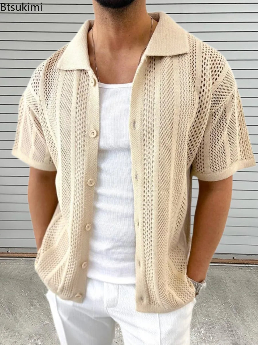 Chemise en crochet légère à manches courtes - style décontracté et respirant