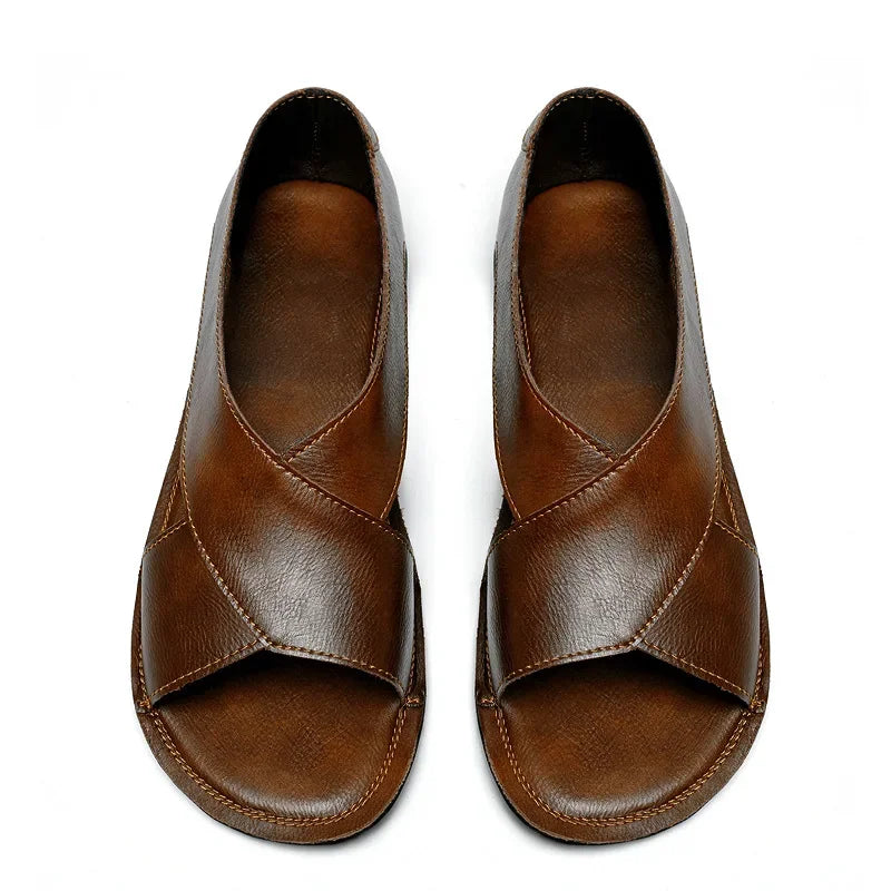 Sandales de pêcheur vintage en cuir avec semelle en caoutchouc pour hommes