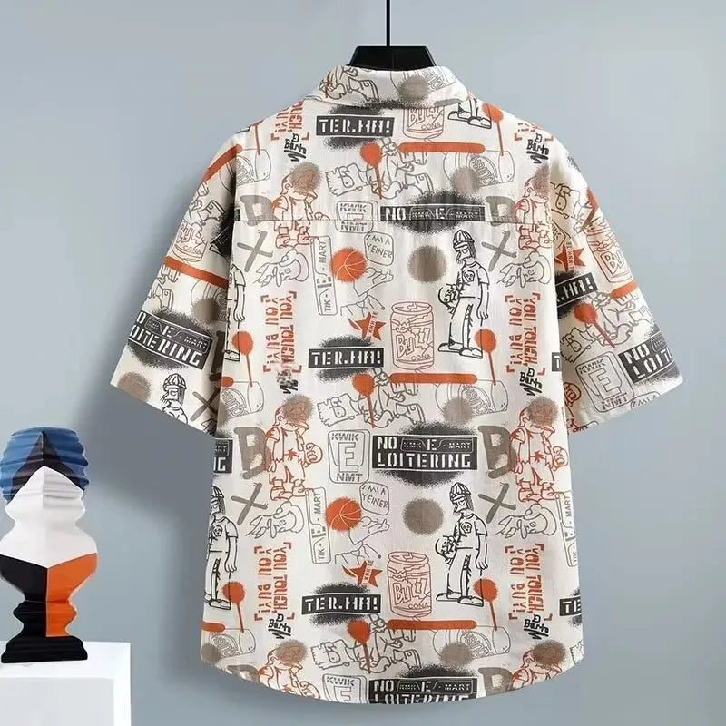 Chemise boutonnée décontractée à manches courtes avec imprimé pour homme