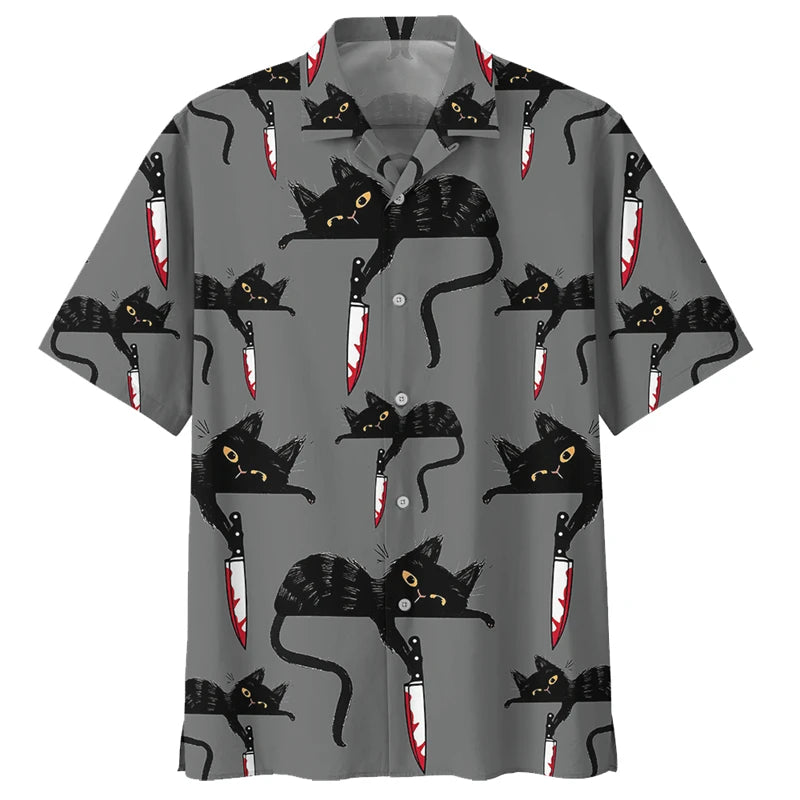 Chemise hawaïenne décontractée boutonnée pour homme avec imprimés 3D