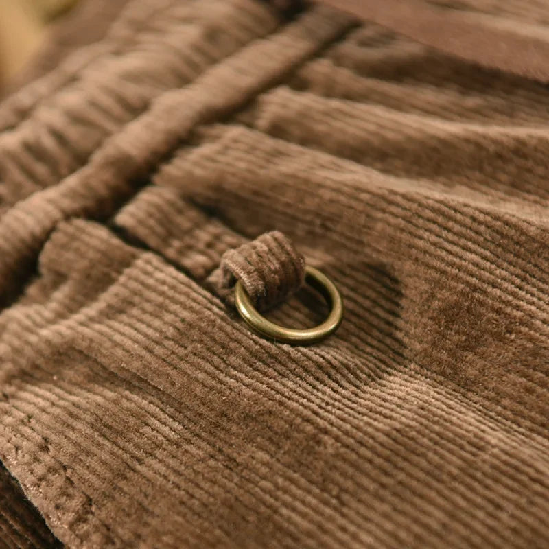 Pantalon de survêtement décontracté en velours côtelé à jambe large - Coupe ample