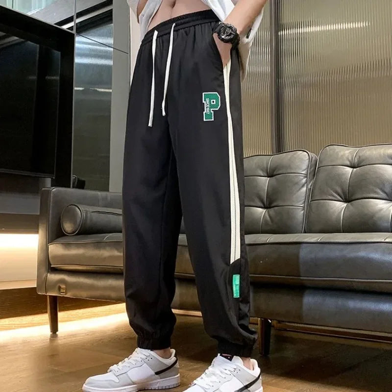 Pantalon de survêtement droit à rayures - Pantalon léger pour homme