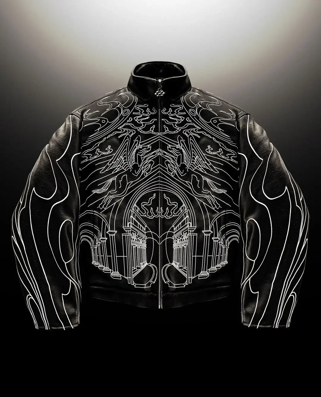 Blouson aviateur rétro en cuir noir – Streetwear oversize pour homme