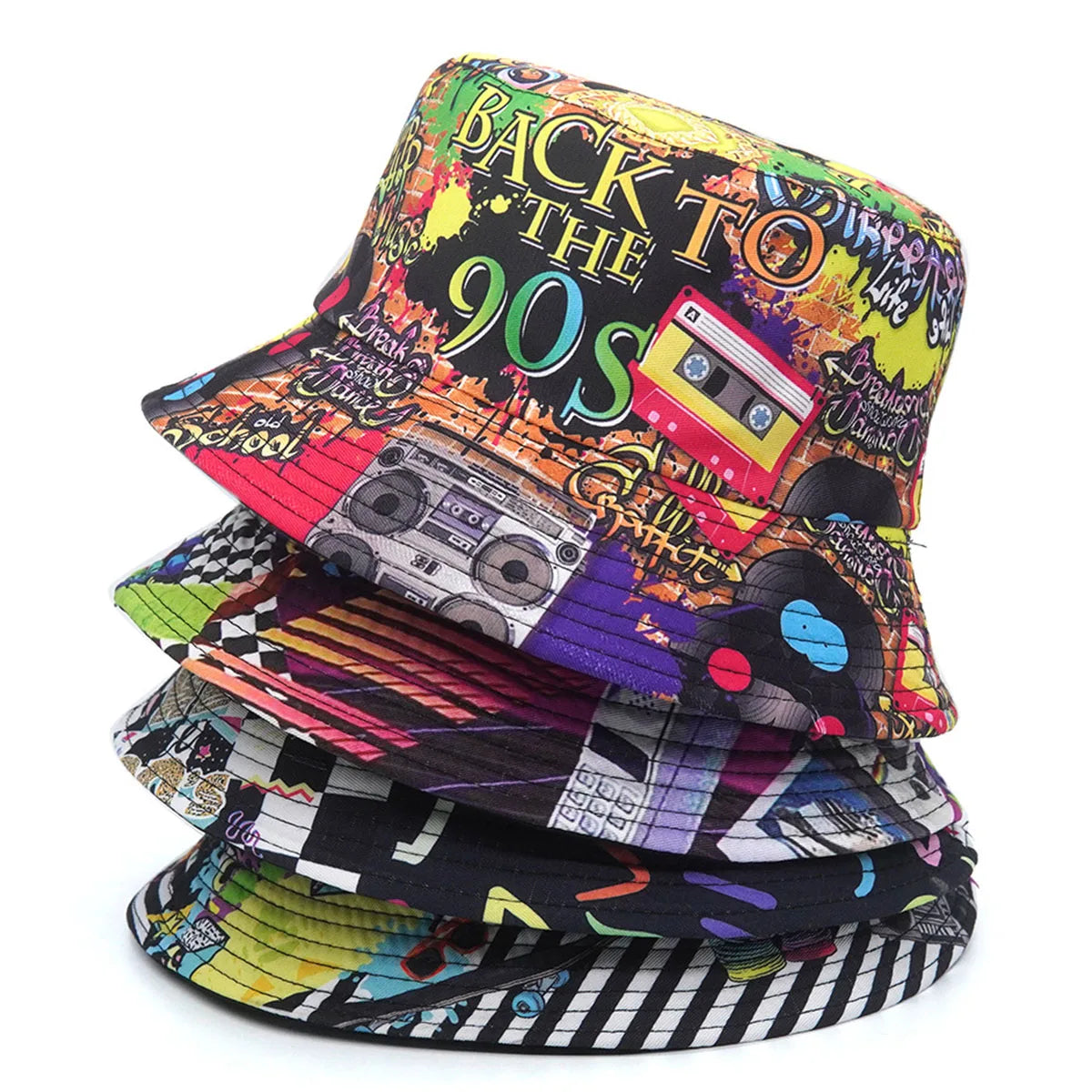Chapeaux bob d'été à imprimés rétro – Soleil pliable pour homme