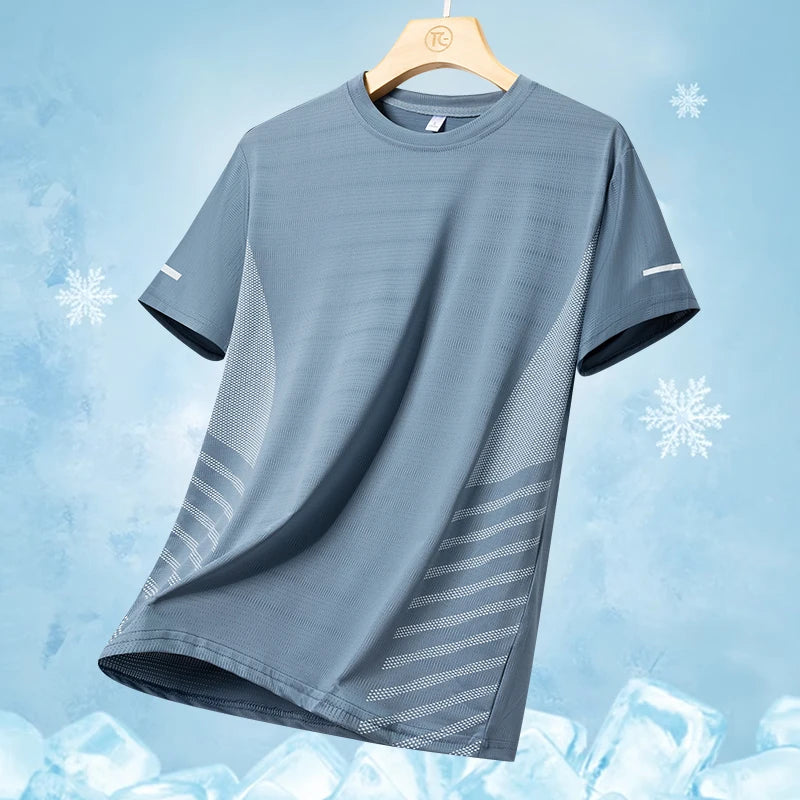 T-shirt de sport réfléchissant respirant en soie glacée à séchage rapide