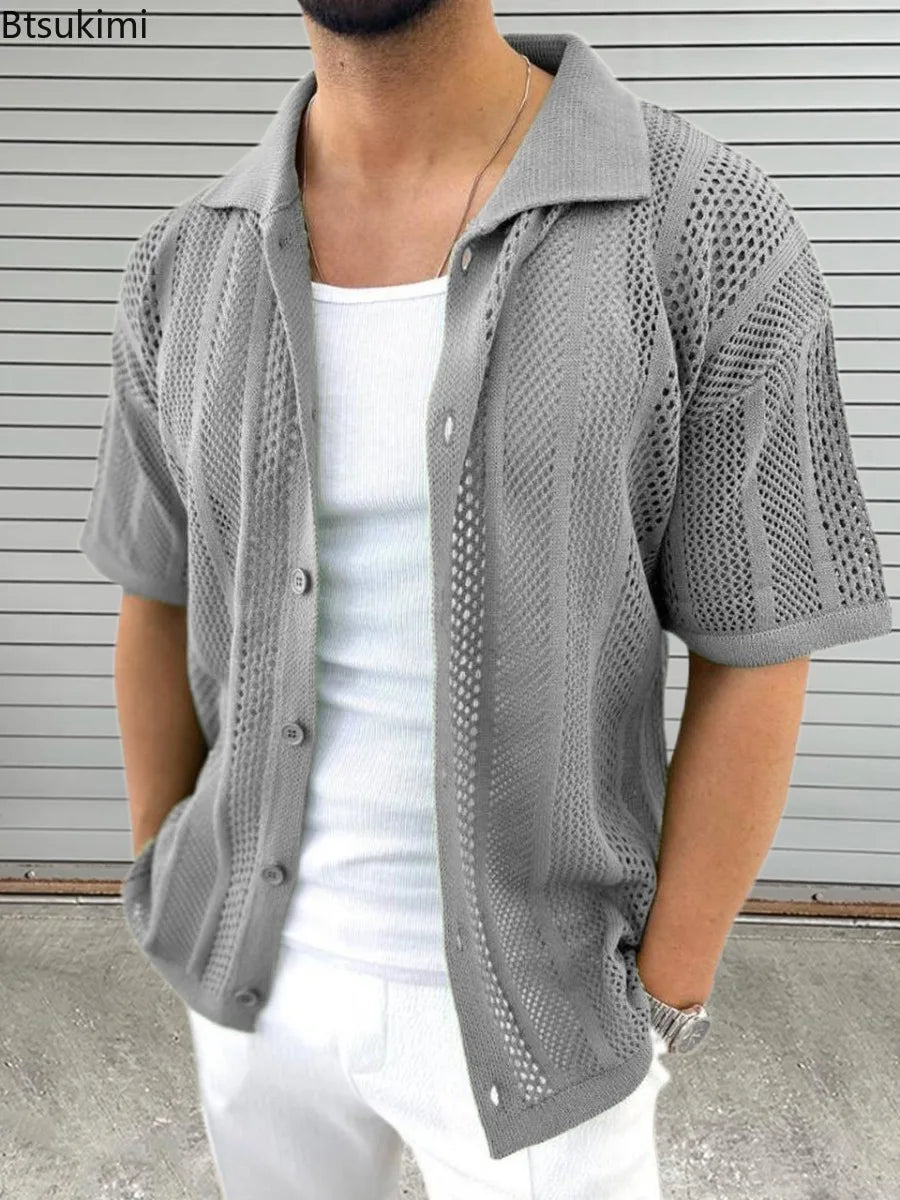 Chemise en crochet légère à manches courtes - style décontracté et respirant