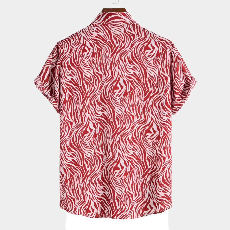 Chemise boutonnées décontractée à manches courtes imprimée pour homme