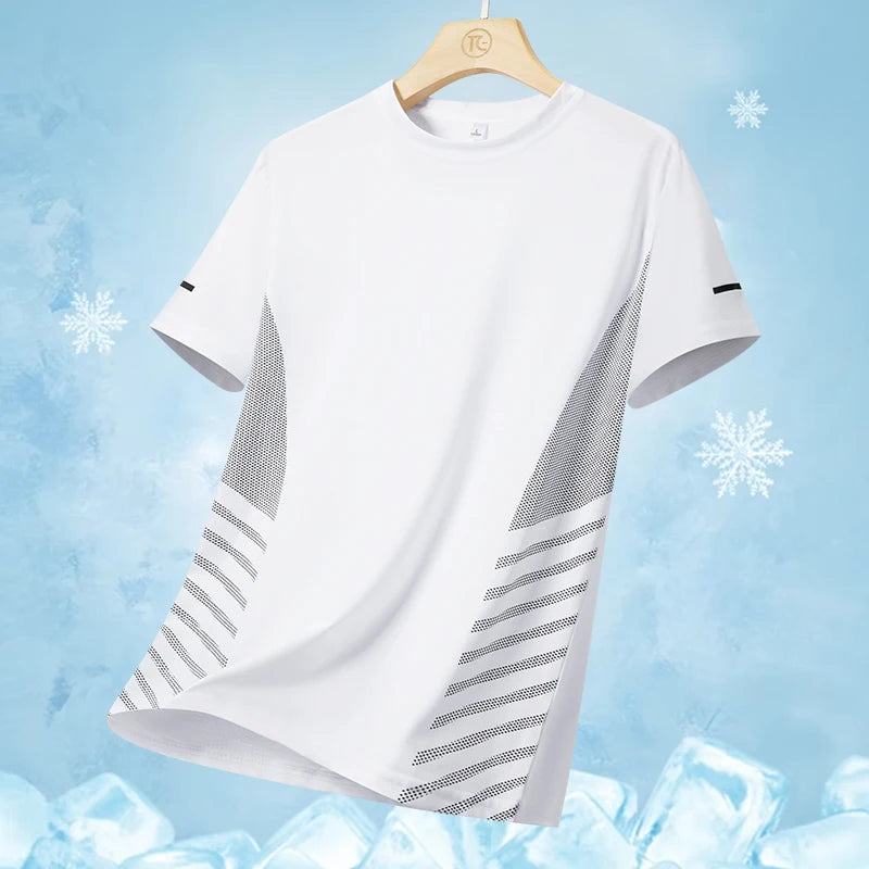 T-shirt de sport réfléchissant respirant en soie glacée à séchage rapide