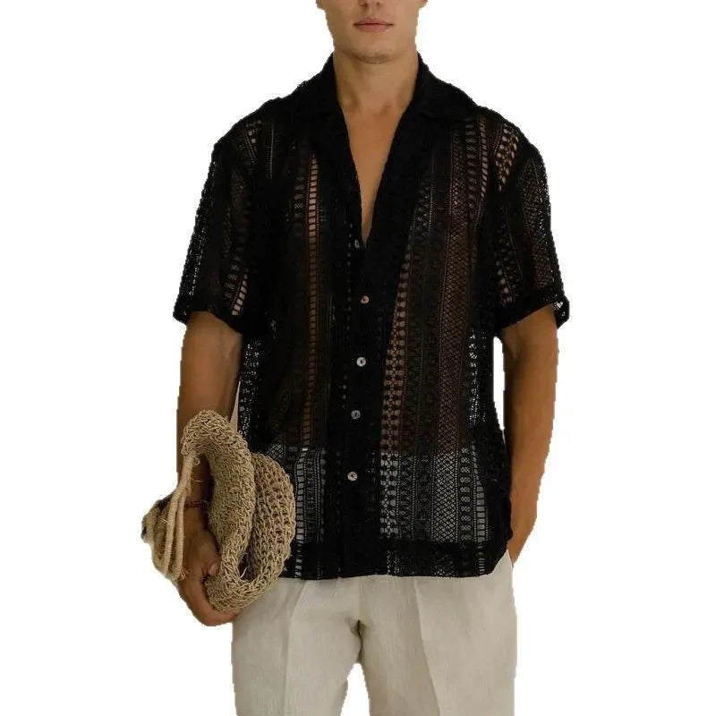 Chemises au crochet à col cubain pour homme - légères, chics, tendance été
