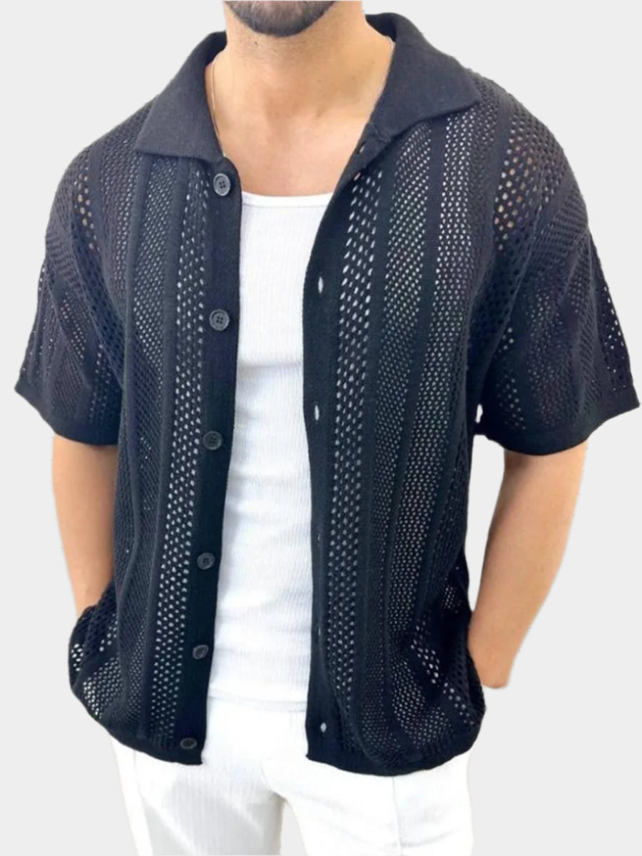 Chemise en crochet légère à manches courtes - style décontracté et respirant