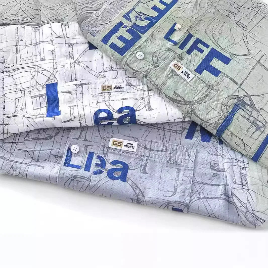 Chemise boutonnée artistique décontractée et ample avec col carré unique