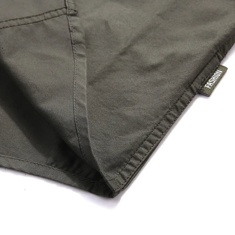 Chemise d'été légère en jean décontractée - Style militaire à col carré