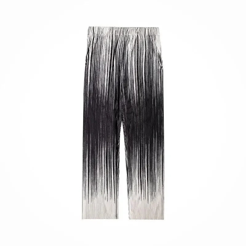 Pantalon droit décontracté plissé en soie pour homme - Jambe large d'été