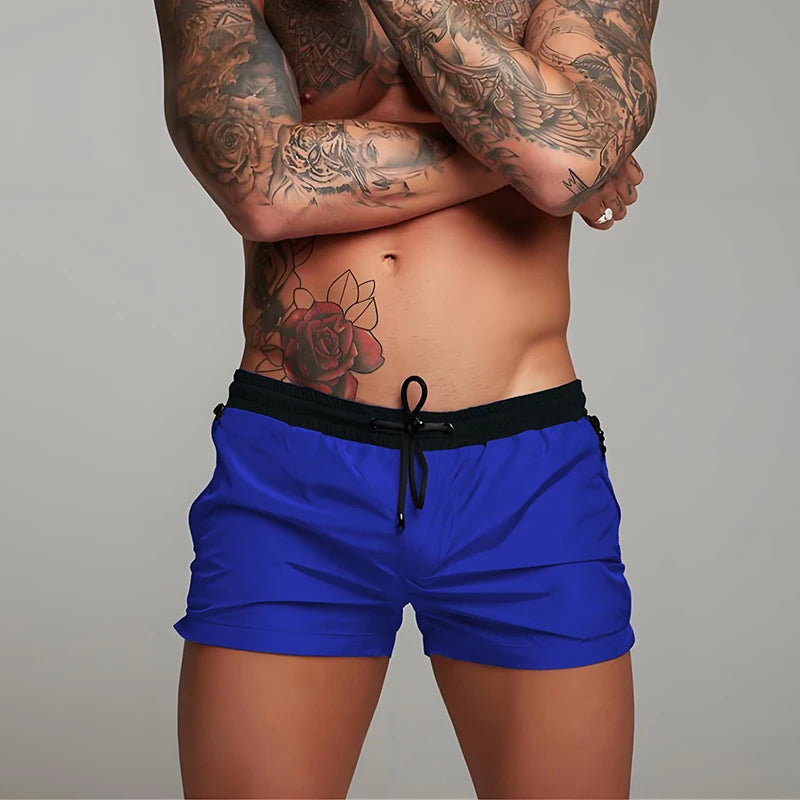 Short courts avec poches zippées pour hommes, sport de plage