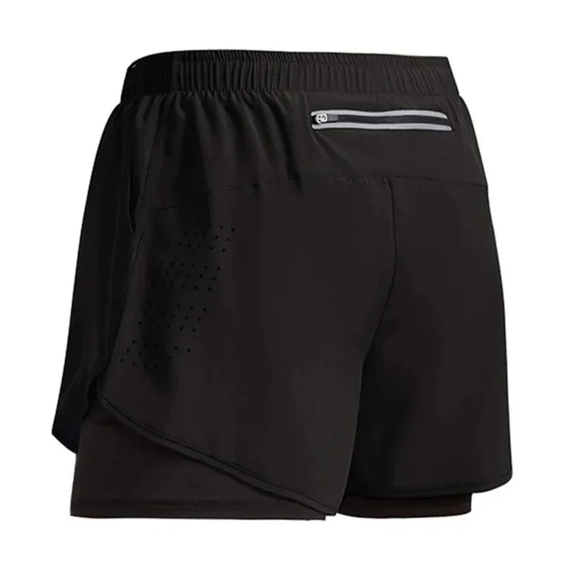 Short de sport à séchage rapide à double épaisseur pour homme