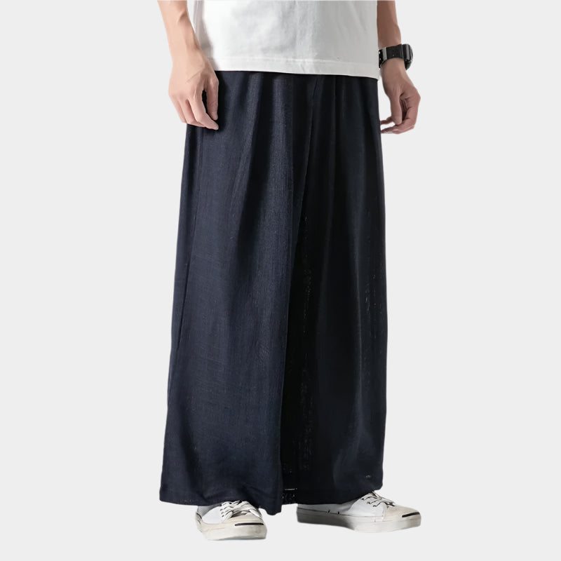 Pantalon de lin ample à jambes larges pour homme - Drapé et léger pour l'été