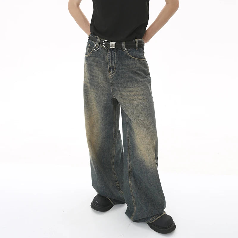 Pantalon ample vintage à jambes larges pour homme, style streetwear
