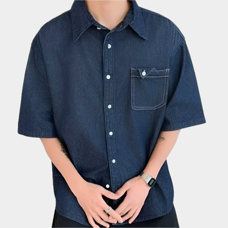 Chemise en jean coupe ample à manches courtes - vêtement d'extérieur décontracté