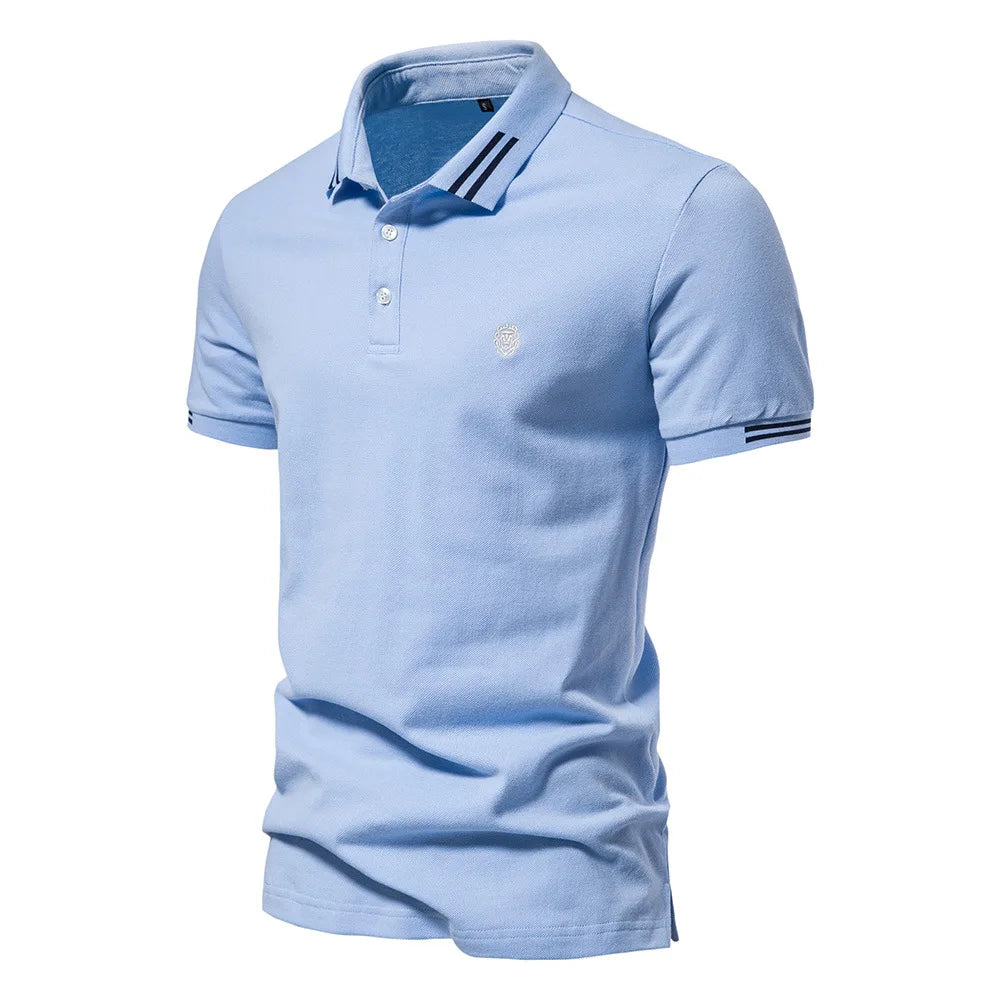 Polo en maille texturée avec bordure rayée – Modèle respirant pour homme