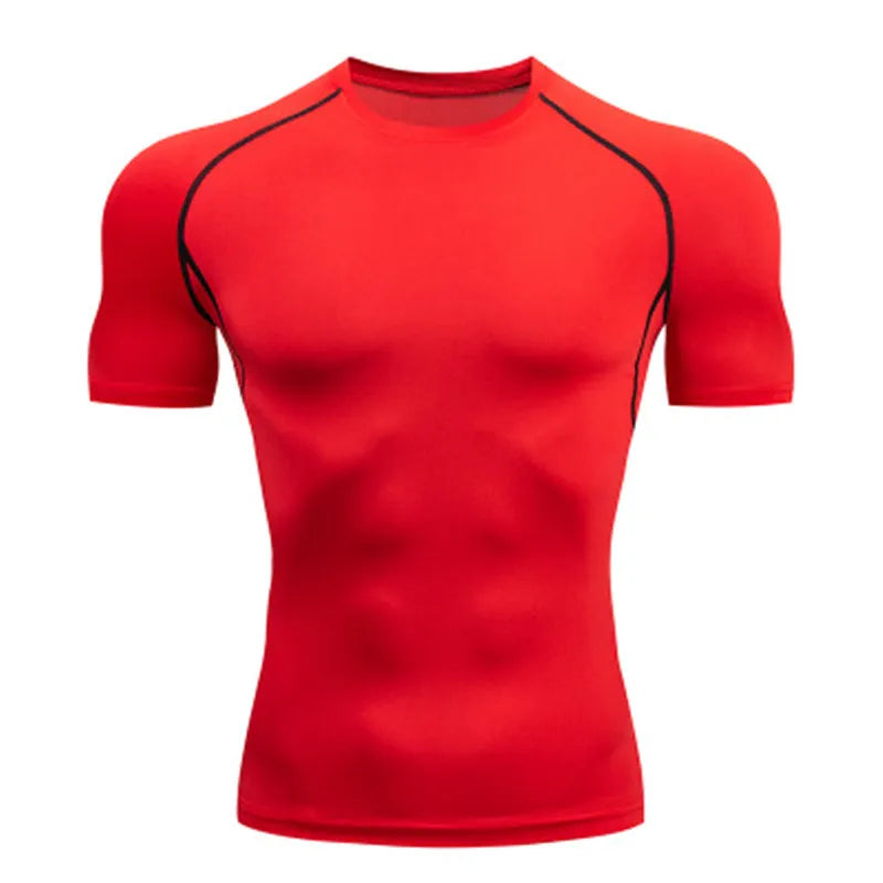 T-shirt de sport à compression – Haut de course moulant et respirant pour homme